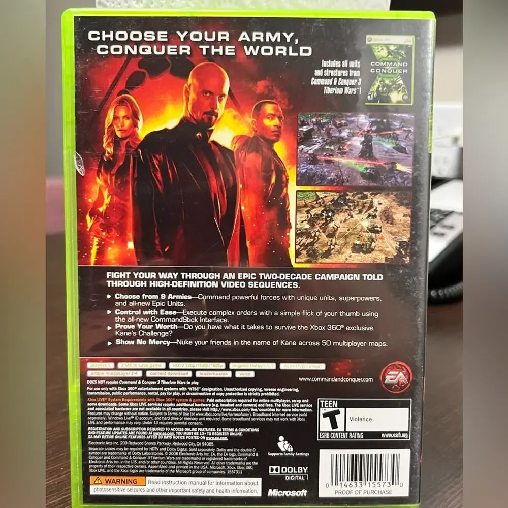 XBOX 360 Command & Conquer Kane's Wrath Video Game - with Case & Instructions